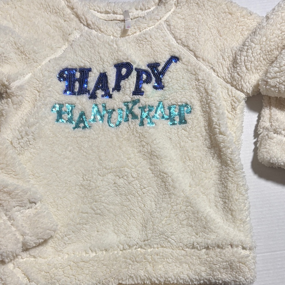Xhilaration Cream Sweatshirt with Blue and Green Sequins